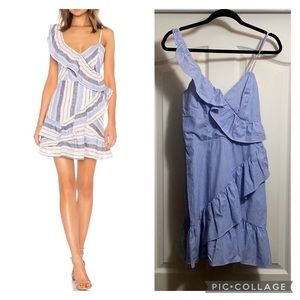 Parker Lollie Blue/White Striped Ruffle Dress Size XS